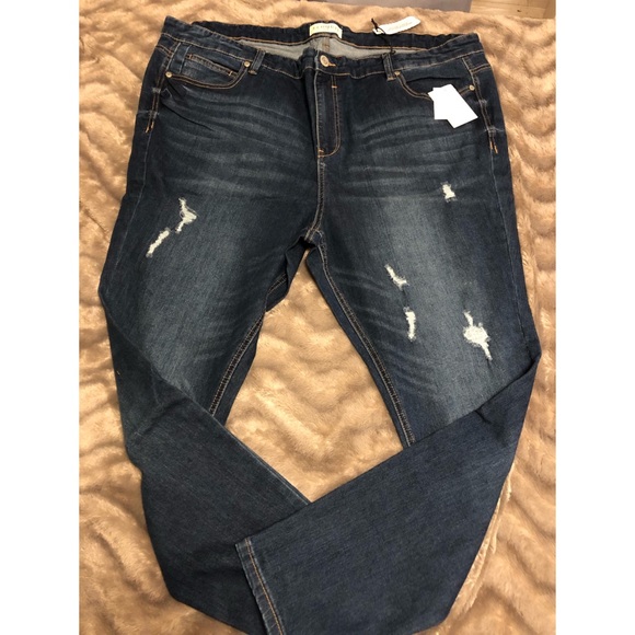 NWT Eloquii Peach Lift Distressed Skinny Jeans 24G - Picture 1 of 8